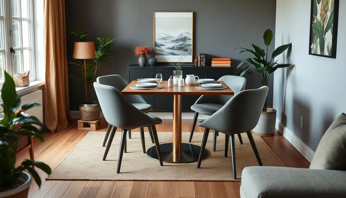 eettafel in een kleine woonkamer