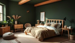 donkergroene slaapkamer