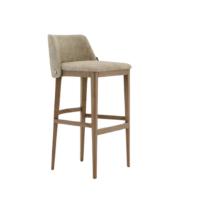 De Louise Barkruk barkruk heeft een beige gestoffeerde zitting en rugleuning, die eenvoud combineert met modern design. De kruk is voorzien van een voetenbankje voor extra comfort.