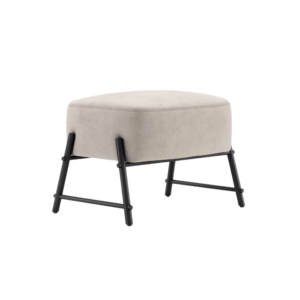 De Hubert Voetensteun is een moderne beige poef met een vierkant kussen op een slank zwart metalen frame. Ideaal om de minimalistische en eigentijdse stijl van elke woonkamer of loungeruimte te versterken.