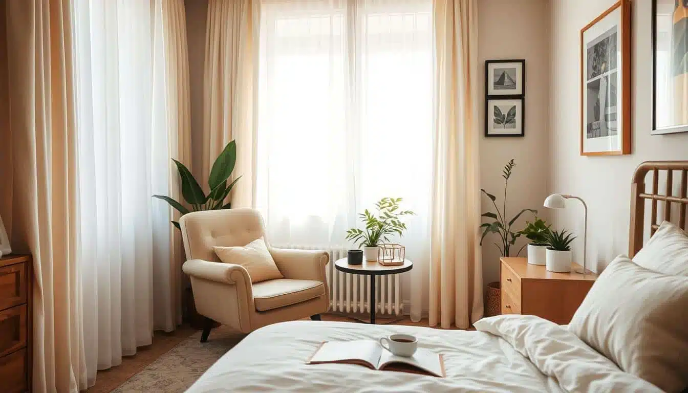 fauteuil in een slaapkamer