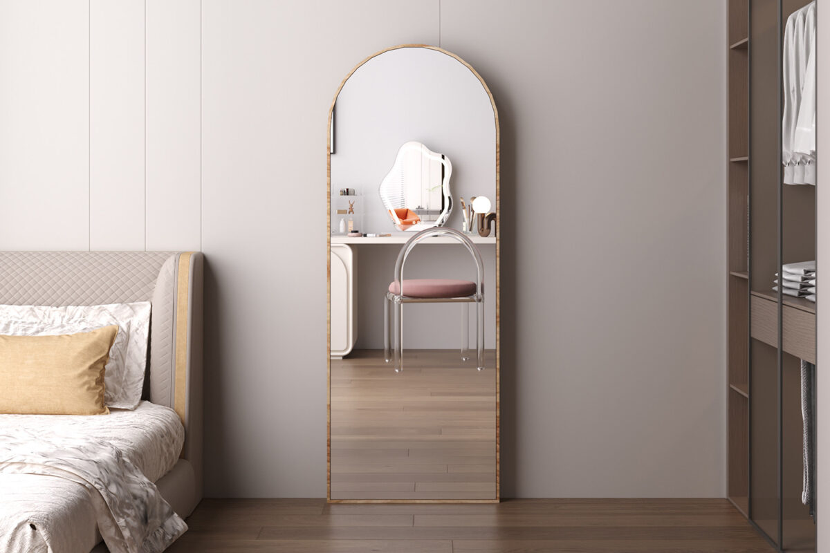 Passpiegel Valletta Boog 160x60 oude eik Japandi