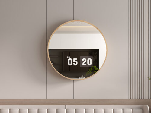 Spiegel Dublin Rond 80 cm oude eik Japandi