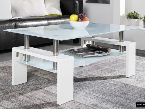 Salontafel Ancona Rechthoekig 100 cm hoogglans wit glas