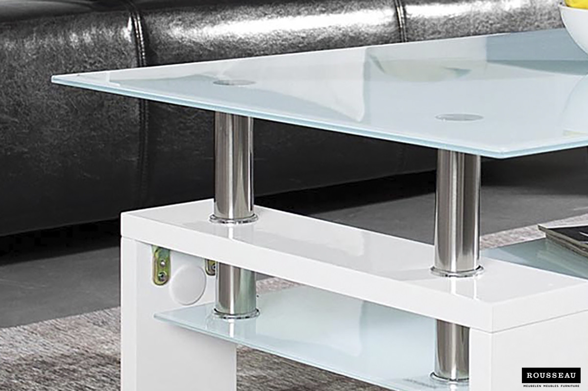 Salontafel Ancona Rechthoekig 100 cm hoogglans wit glas – foto 2