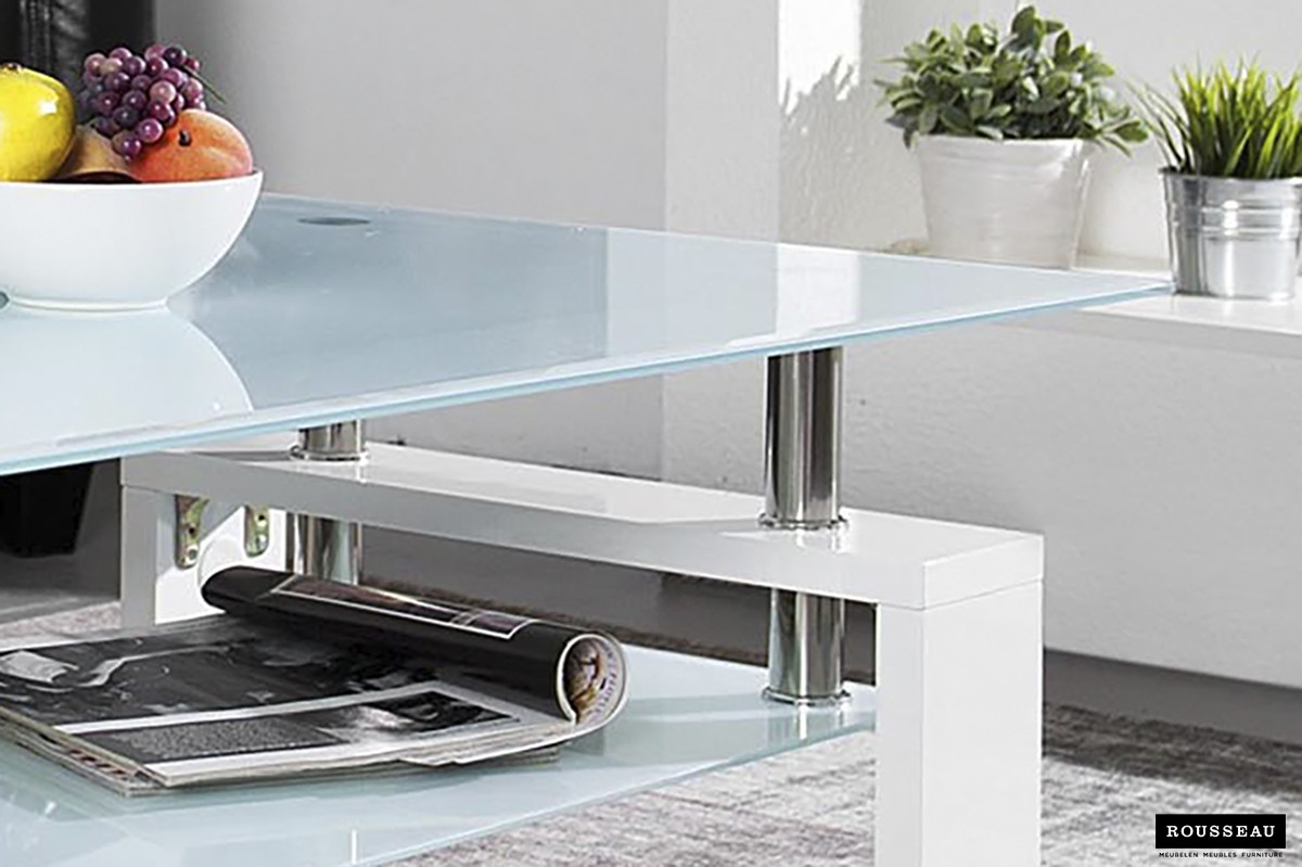 Salontafel Ancona Rechthoekig 100 cm hoogglans wit glas – foto 4