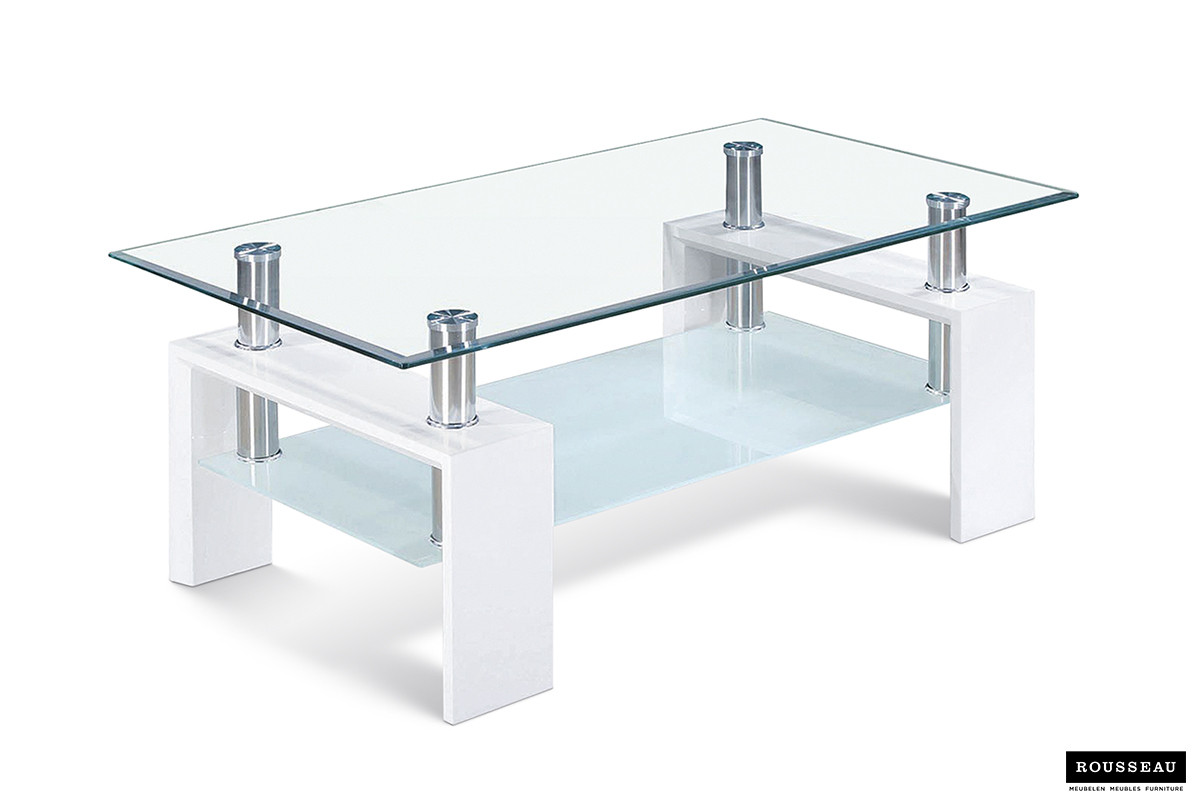 Salontafel Ancona Rechthoekig 100 cm hoogglans wit glas – foto 5
