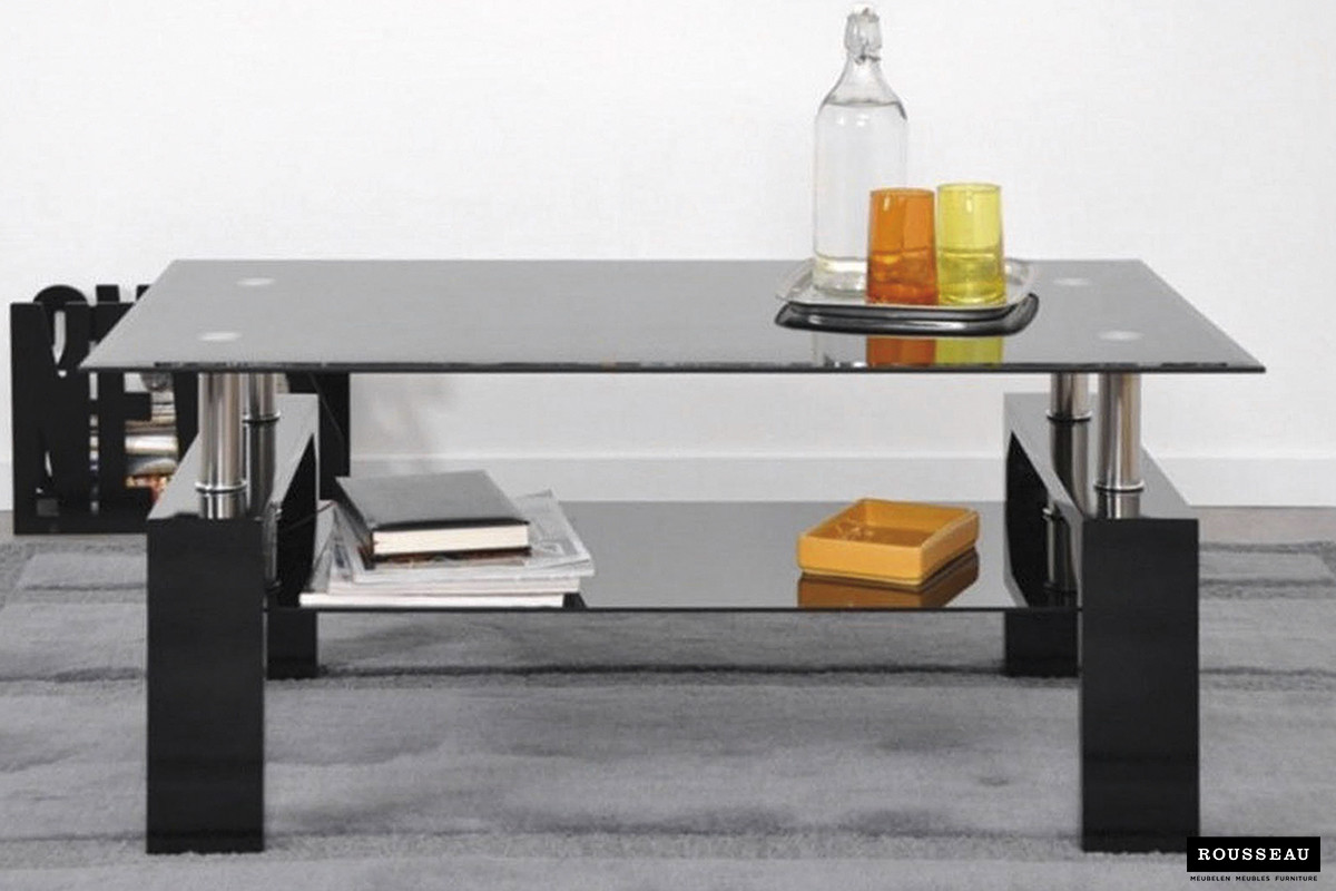Salontafel Ancona Rechthoekig 100 cm hoogglans zwart glas