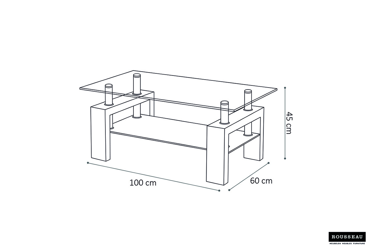 Salontafel Ancona Rechthoekig 100 cm hoogglans zwart glas – foto 6