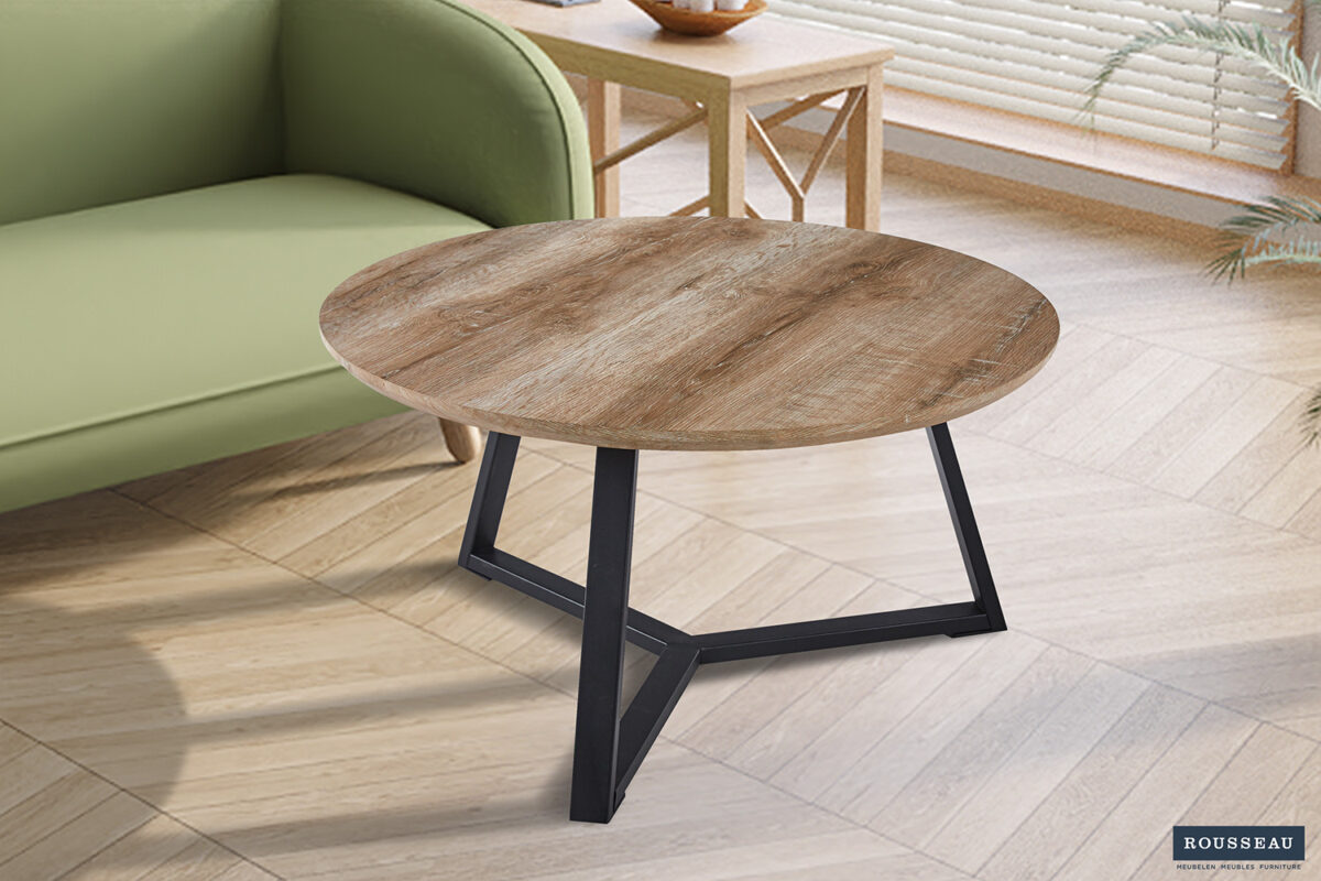 Salontafel Mechelen Rond 80 cm oude eik Industrieel