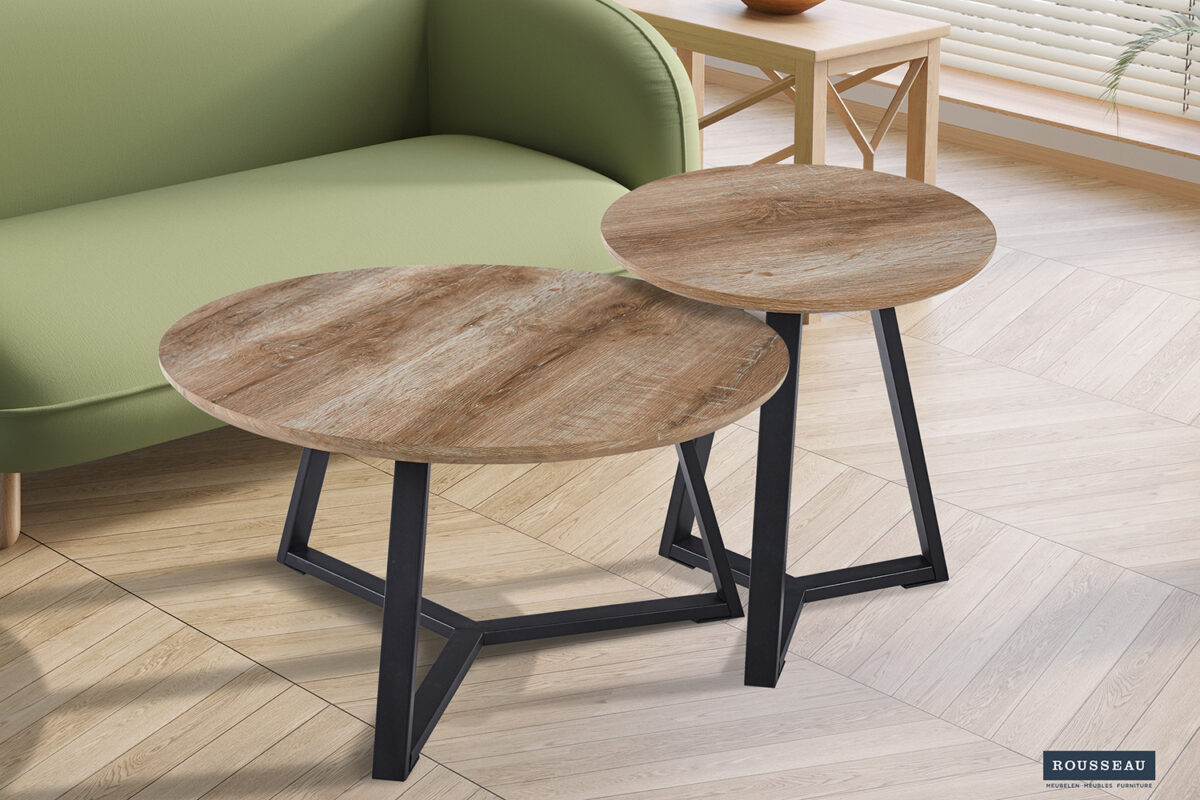 Salontafel Mechelen Rond 80 cm oude eik Industrieel – foto 2