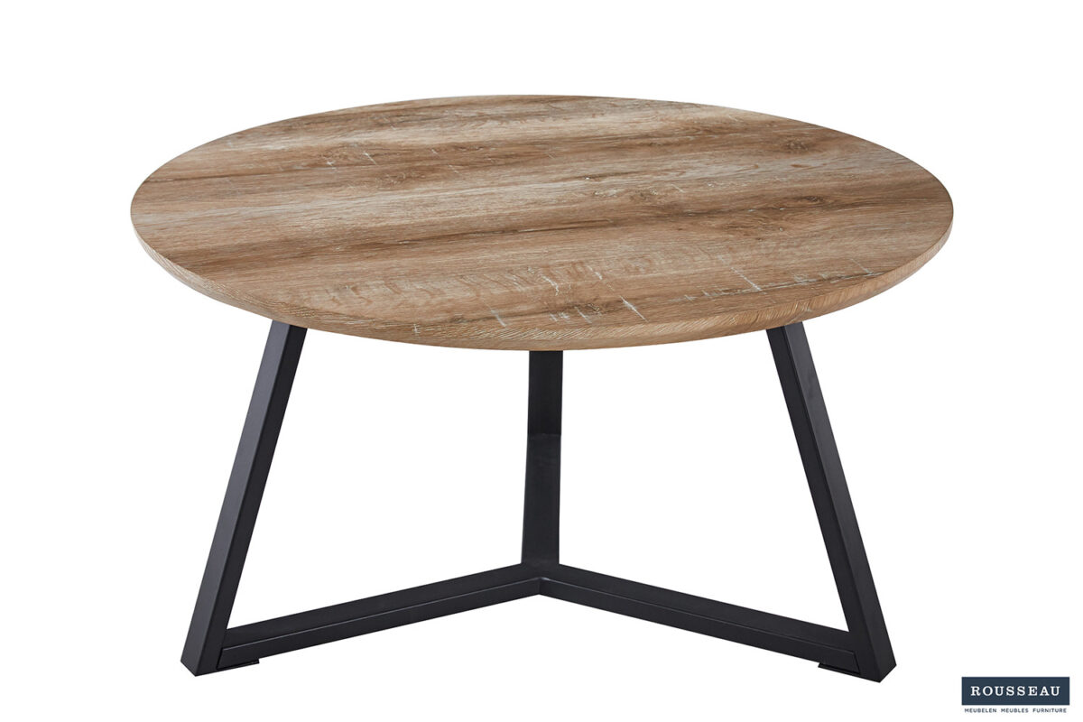 Salontafel Mechelen Rond 80 cm oude eik Industrieel – foto 3