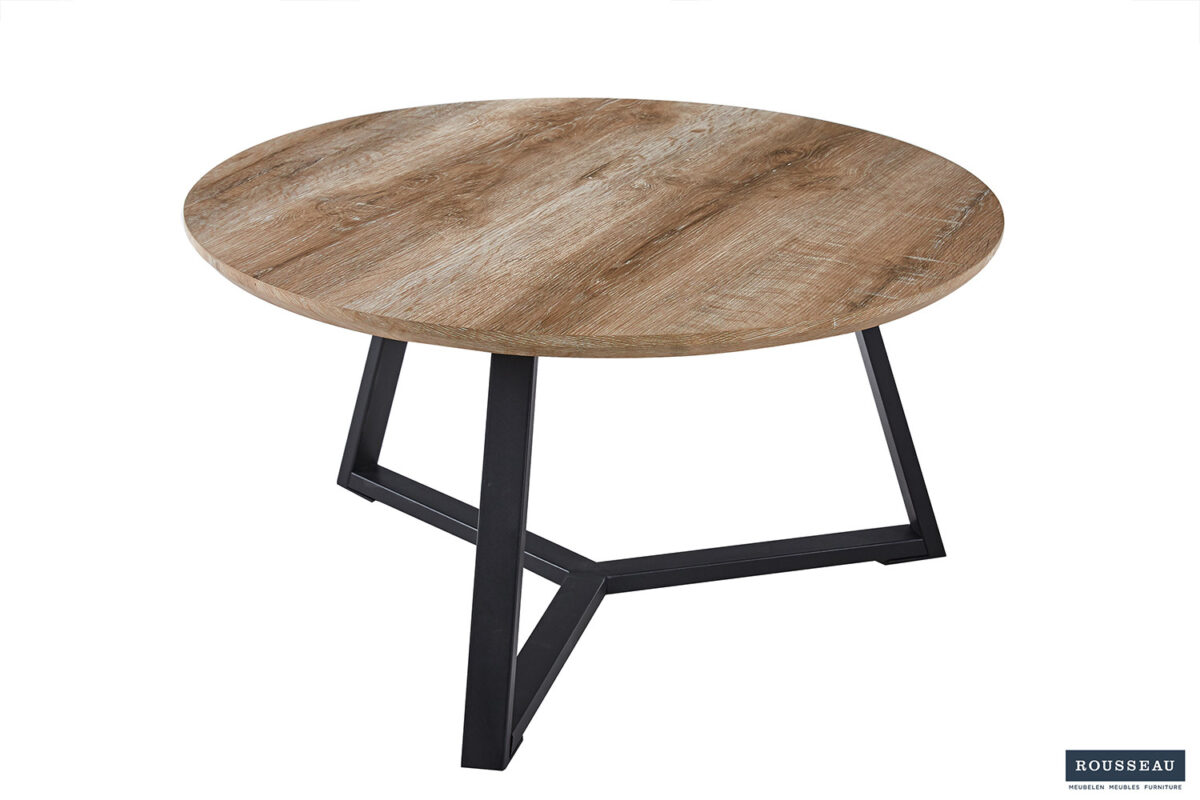 Salontafel Mechelen Rond 80 cm oude eik Industrieel – foto 4