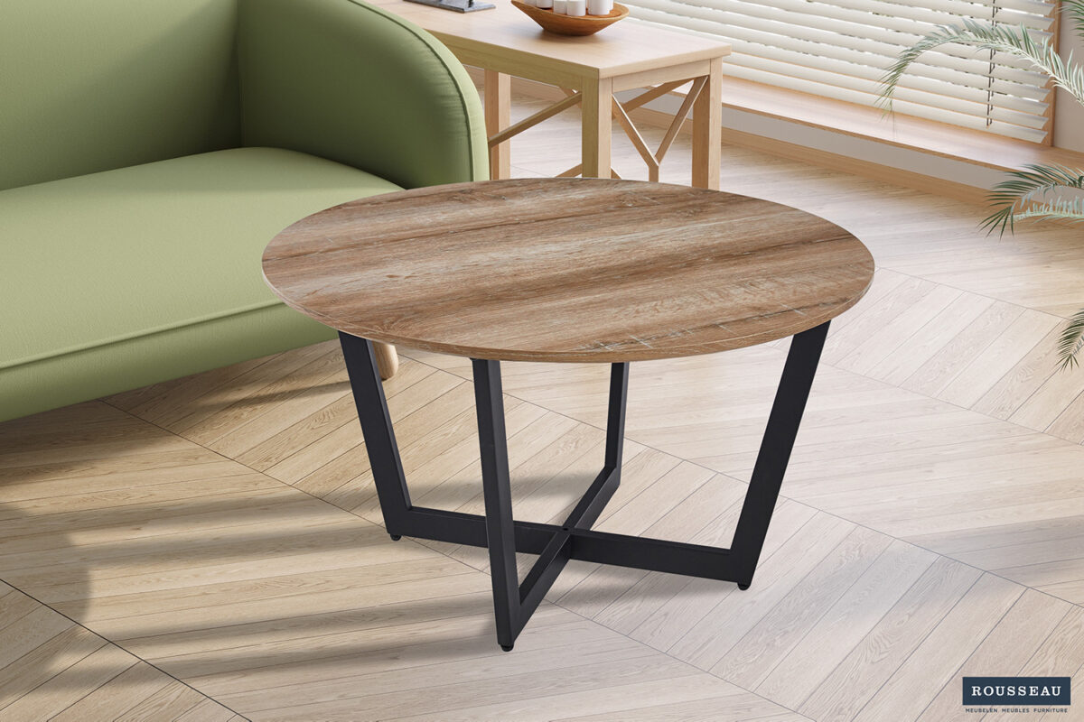 Salontafel Namen Rond 80 cm oude eik Industrieel