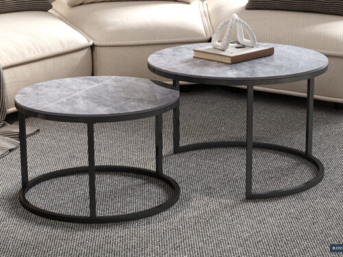 Salontafels Genova Set van 2 rond steenlook grijs Hotel chique