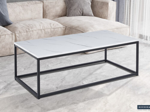 Salontafel Denver 120x60 cm marmerlook wit Industrieel