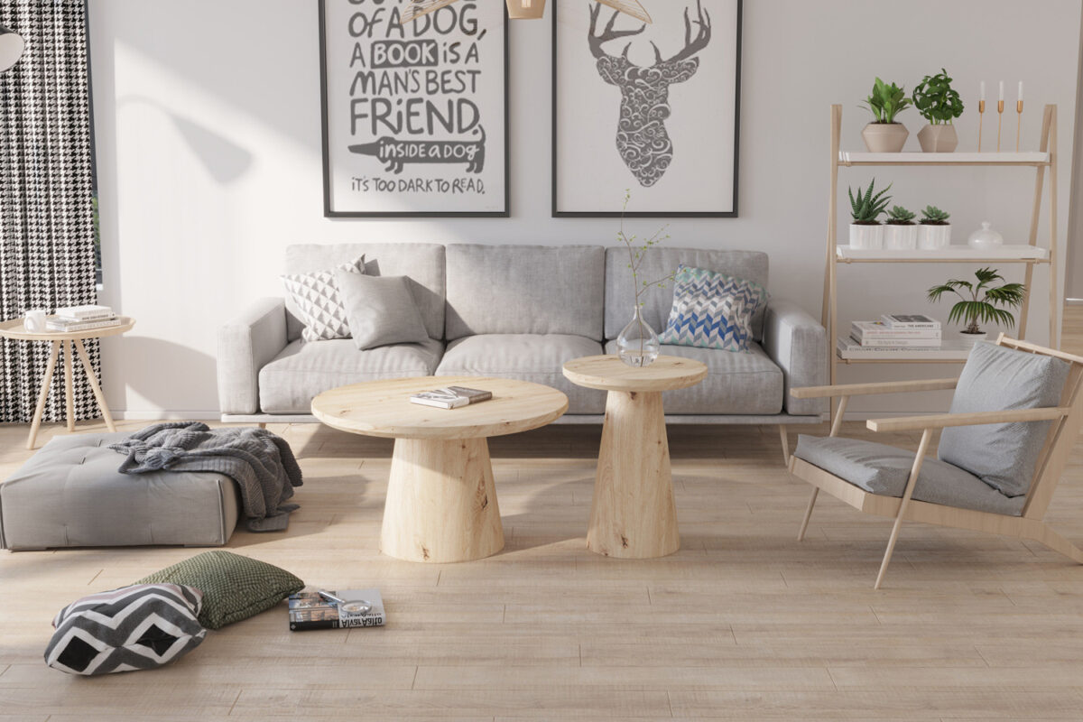 Salontafel Hasselt Rond 80 cm oude eik Japandi – foto 3