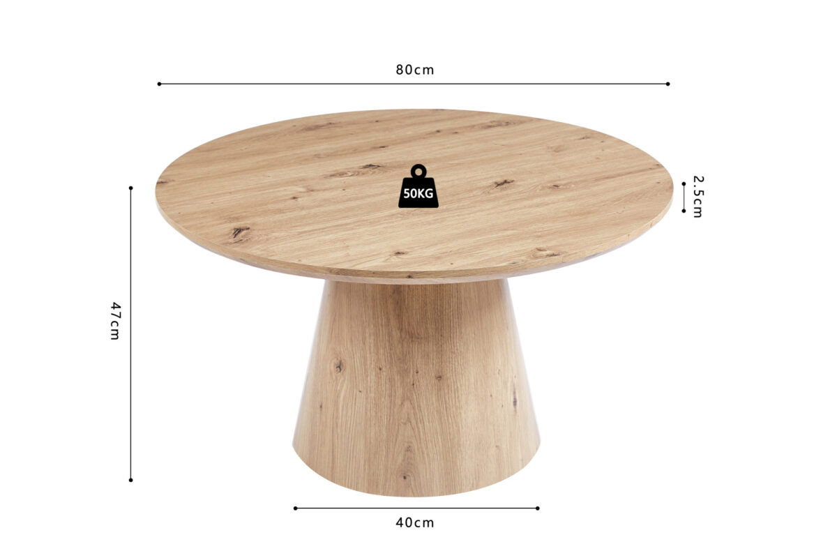 Salontafel Hasselt Rond 80 cm oude eik Japandi – foto 7