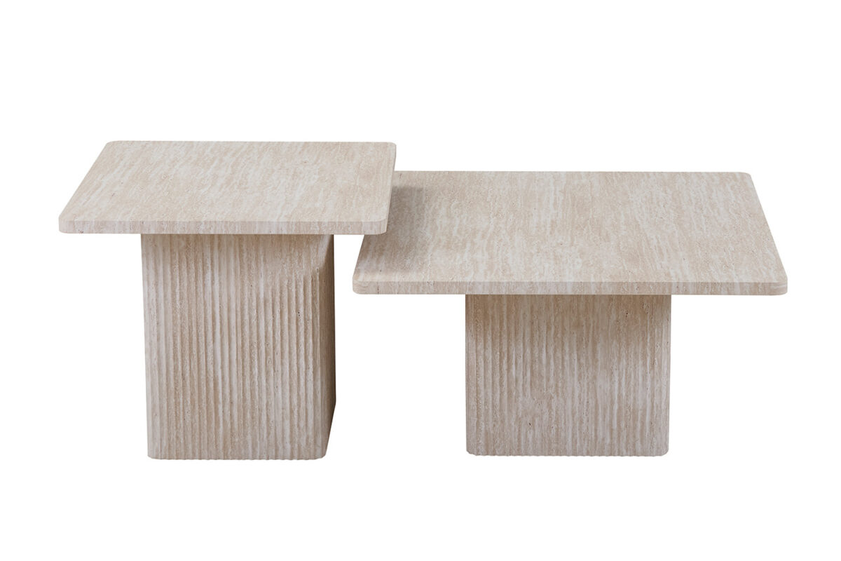 Salontafels Rimini Set van 2 travertinlook beige Japandi – foto 3