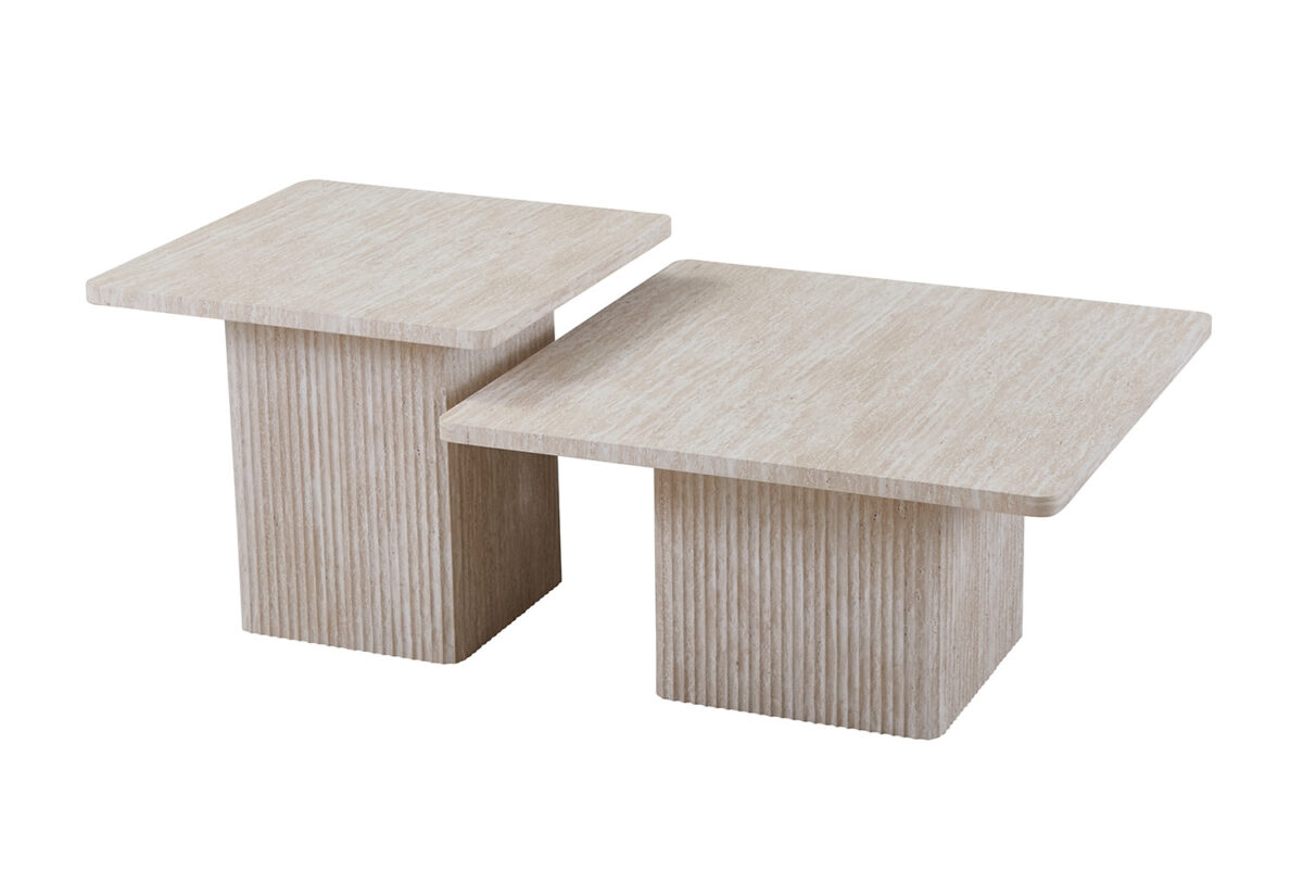 Salontafels Rimini Set van 2 travertinlook beige Japandi – foto 4
