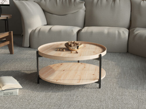 Salontafel Tilburg Rond 80 cm oude eik Scandinavisch