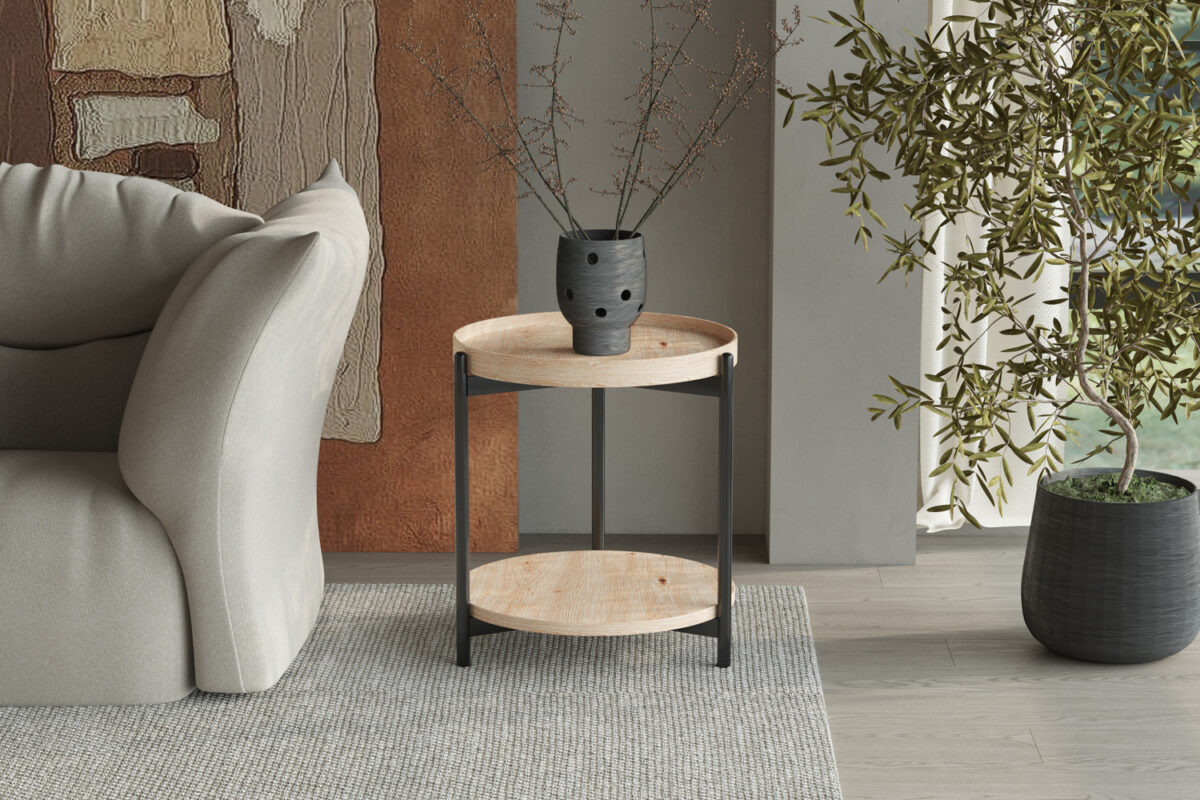 Bijzettafel Tilburg Rond 45 cm oude eik Scandinavisch