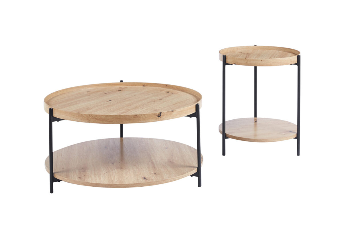 Bijzettafel Tilburg Rond 45 cm oude eik Scandinavisch – foto 7
