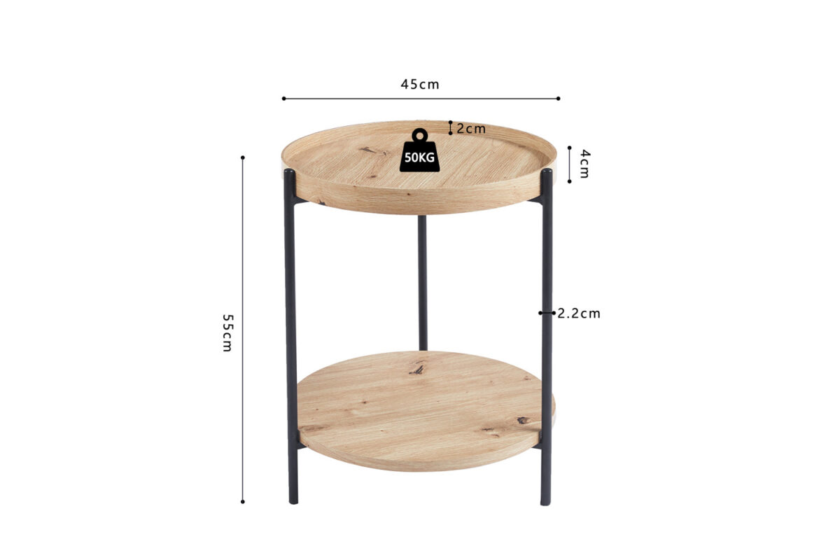 Bijzettafel Tilburg Rond 45 cm oude eik Scandinavisch – foto 8
