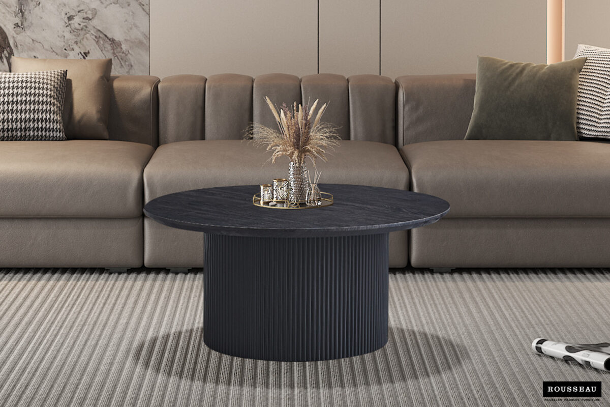 Salontafel Mykonos Rond 80 cm donkerbruin Japandi