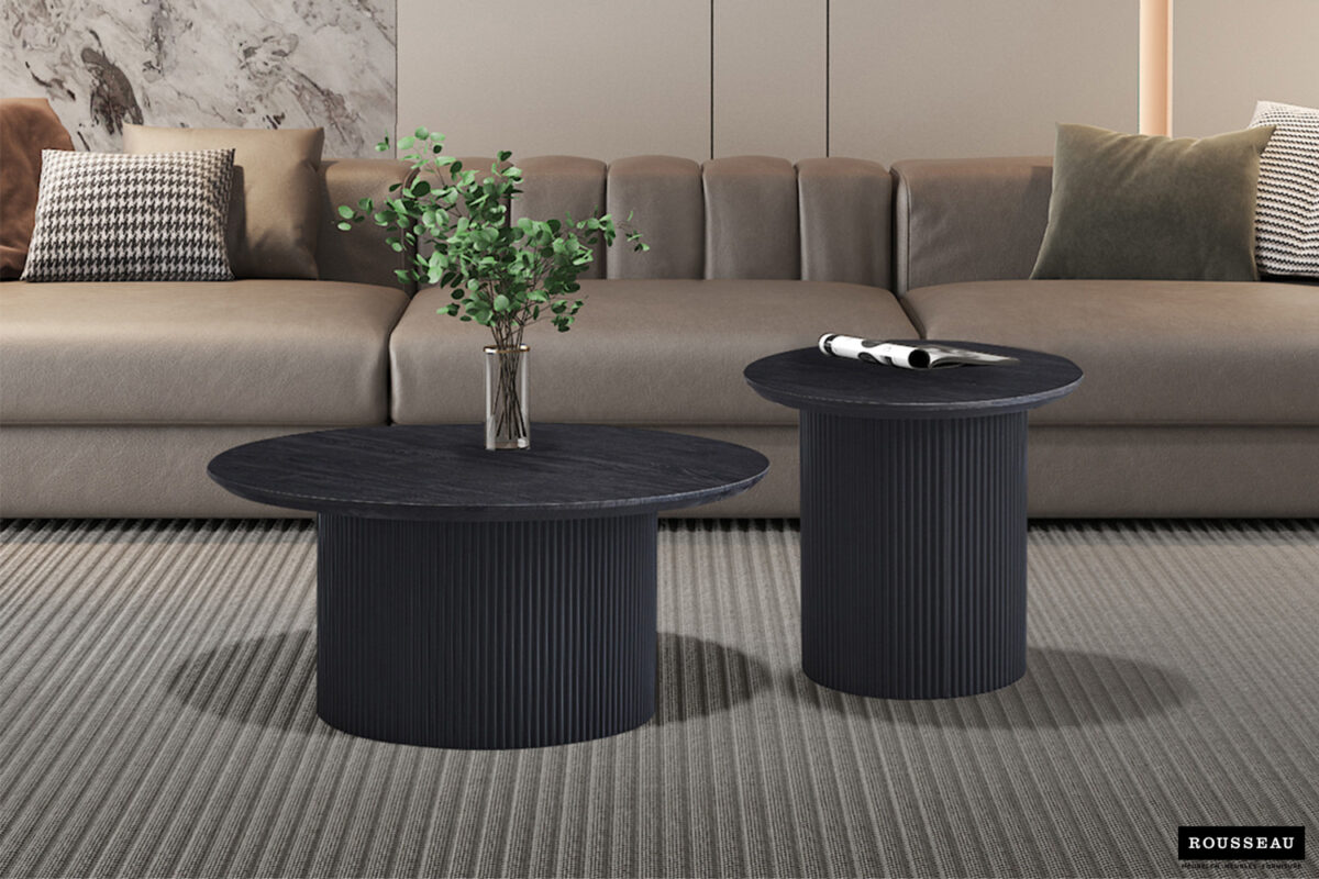 Salontafel Mykonos Rond 80 cm donkerbruin Japandi – foto 2