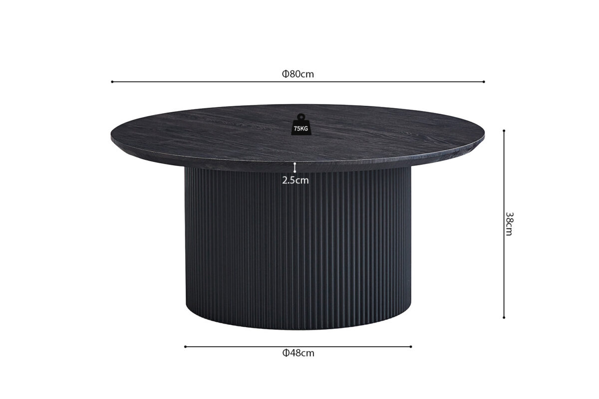 Salontafel Mykonos Rond 80 cm donkerbruin Japandi – foto 6