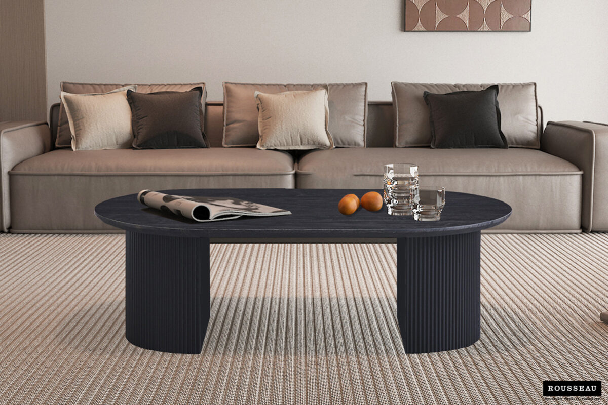 Salontafel Mykonos Ovaal 120 cm donkerbruin Japandi