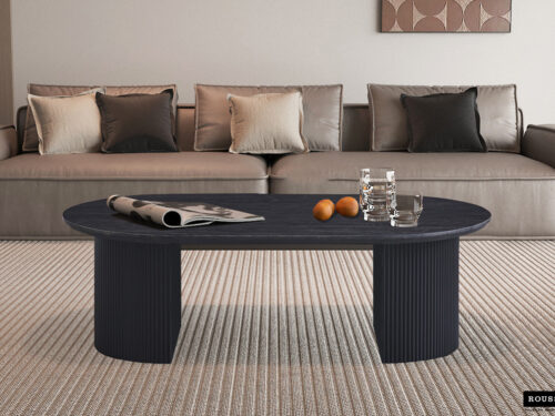Salontafel Mykonos Ovaal 120 cm donkerbruin Japandi