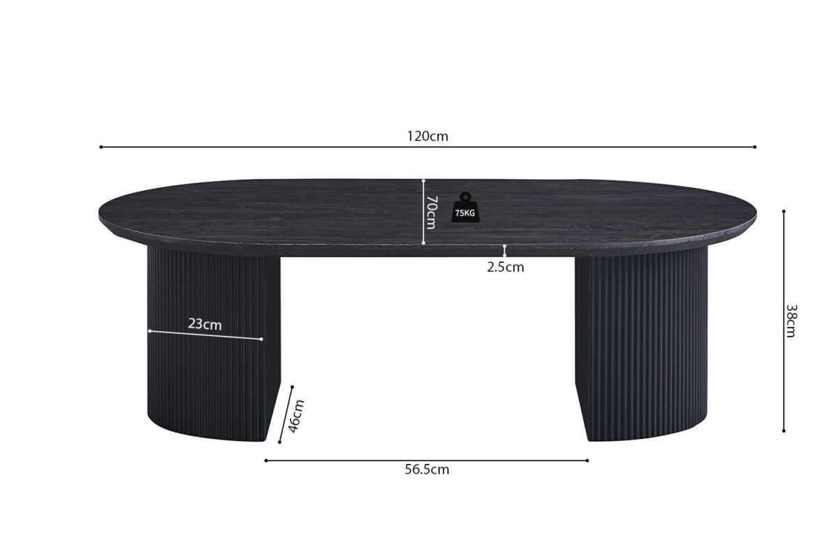 Salontafel Mykonos Ovaal 120 cm donkerbruin Japandi – foto 6