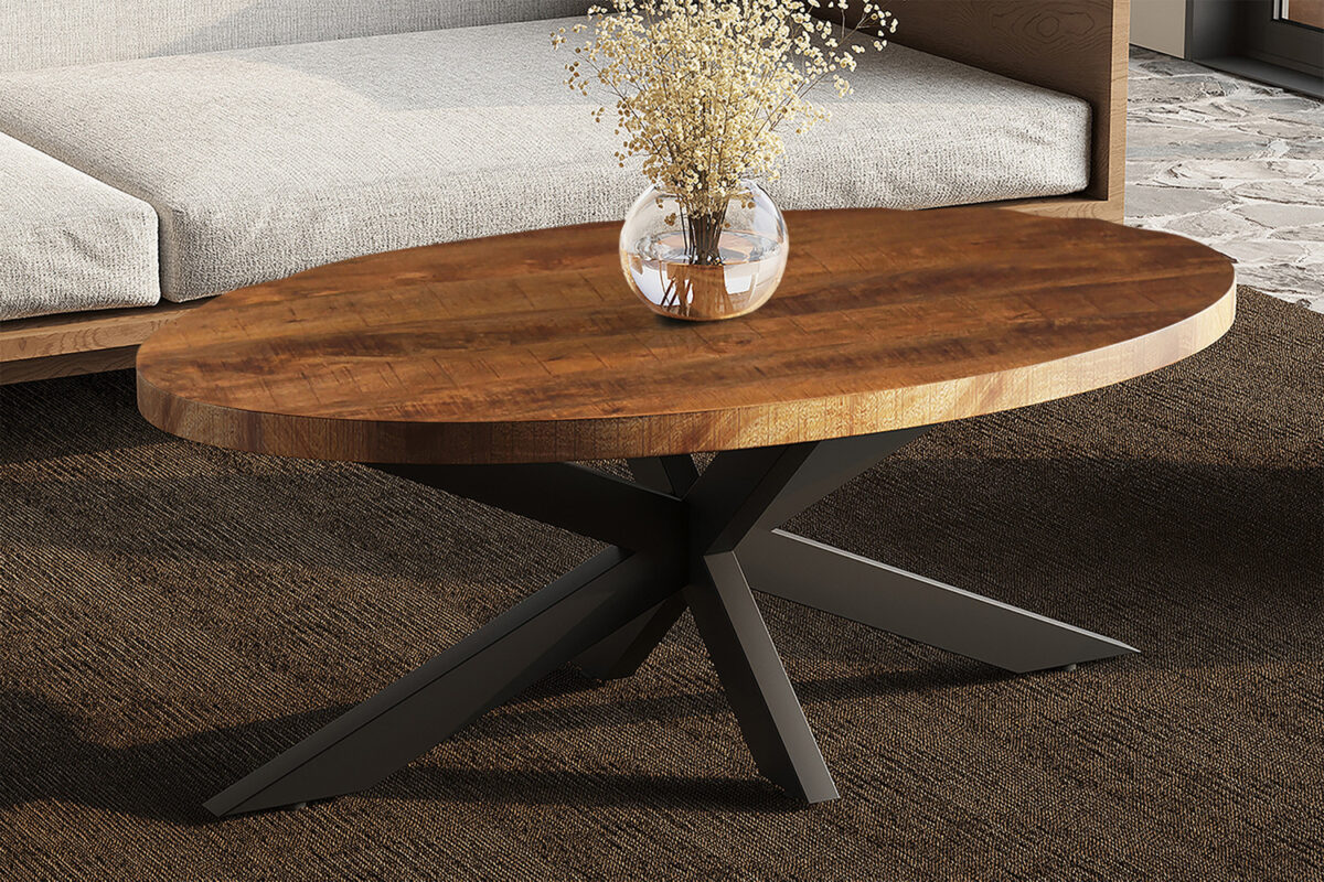 Salontafel Tenerife Ovaal 130 cm mangohout Industrieel