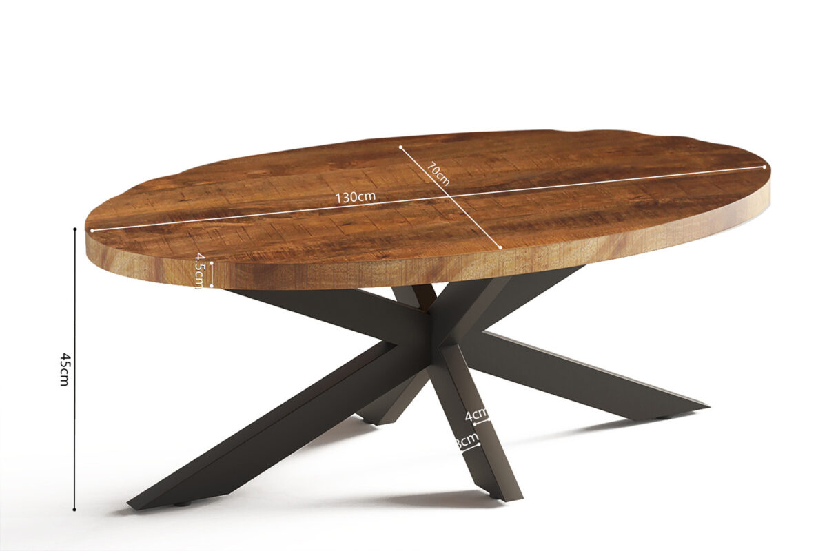 Salontafel Tenerife Ovaal 130 cm mangohout Industrieel – foto 5