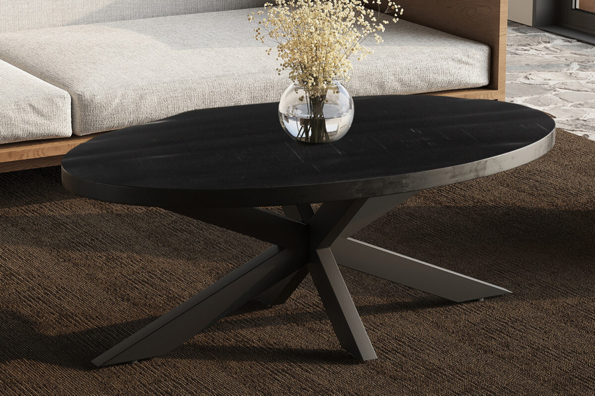 Salontafel Tenerife Ovaal 130 cm zwart mangohout Industrieel