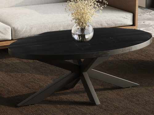 Salontafel Tenerife Ovaal 130 cm zwart mangohout Industrieel