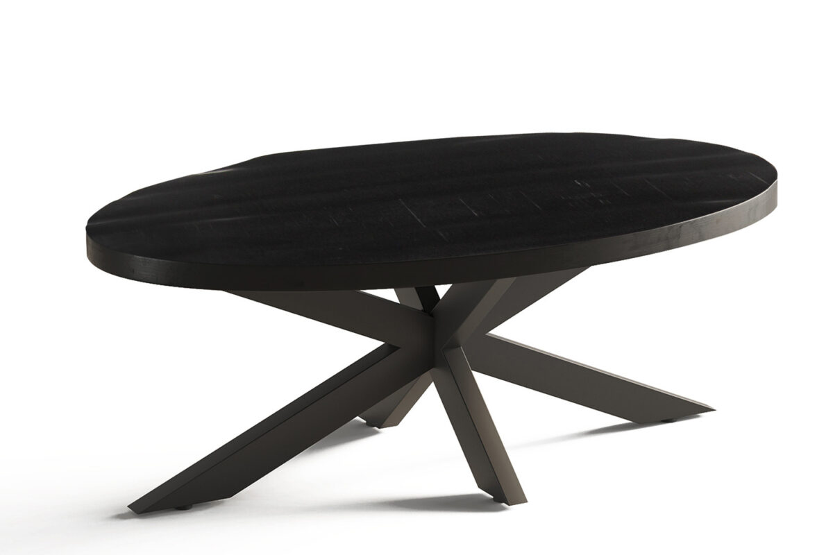 Salontafel Tenerife Ovaal 130 cm zwart mangohout Industrieel – foto 2