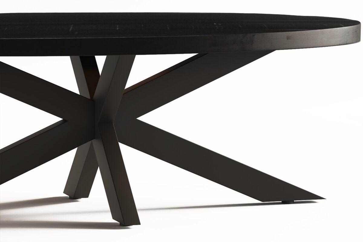 Salontafel Tenerife Ovaal 130 cm zwart mangohout Industrieel – foto 4