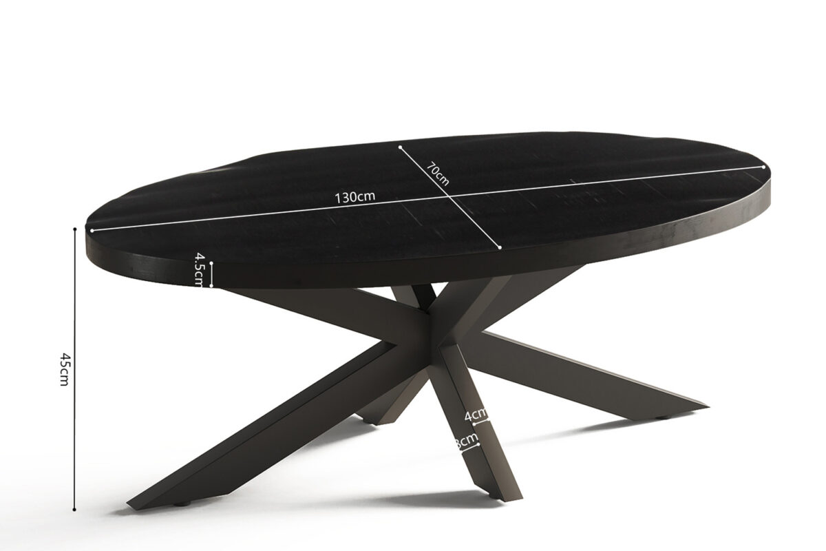 Salontafel Tenerife Ovaal 130 cm zwart mangohout Industrieel – foto 5