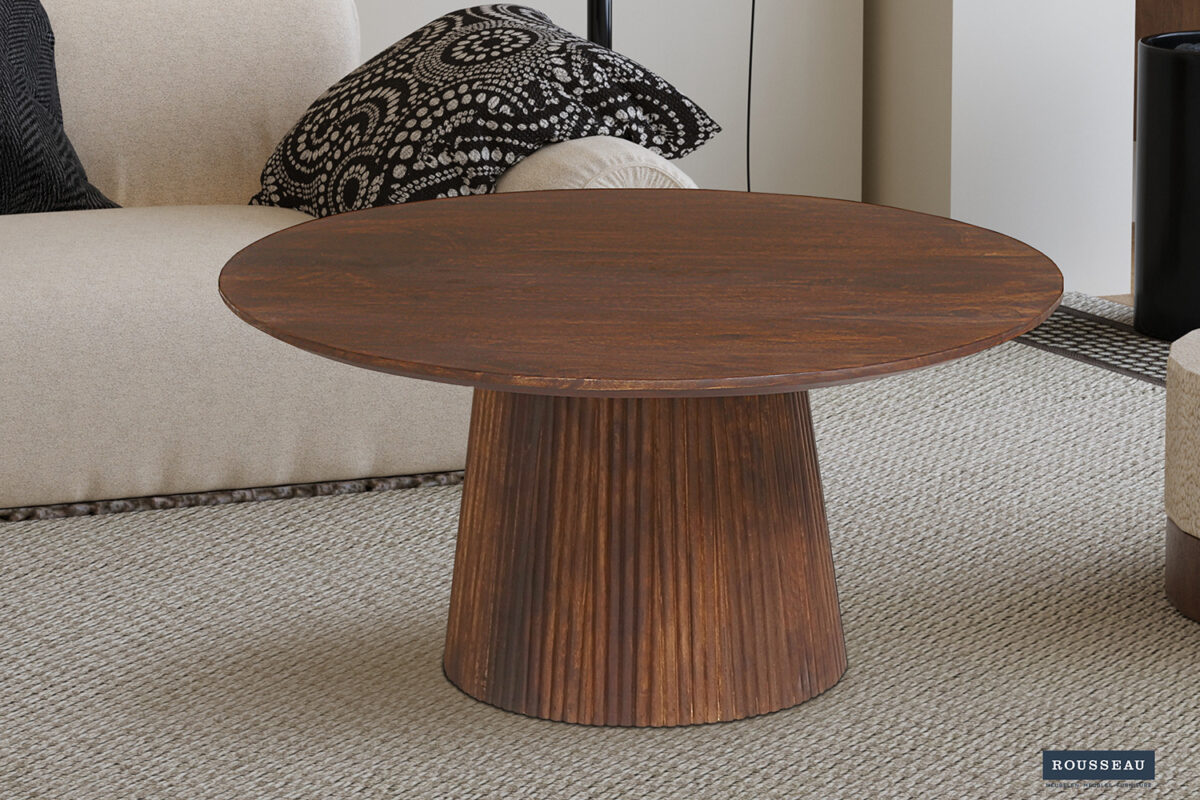 Salontafel Bilbao Rond 80 cm lichtbruin mangohout Japandi