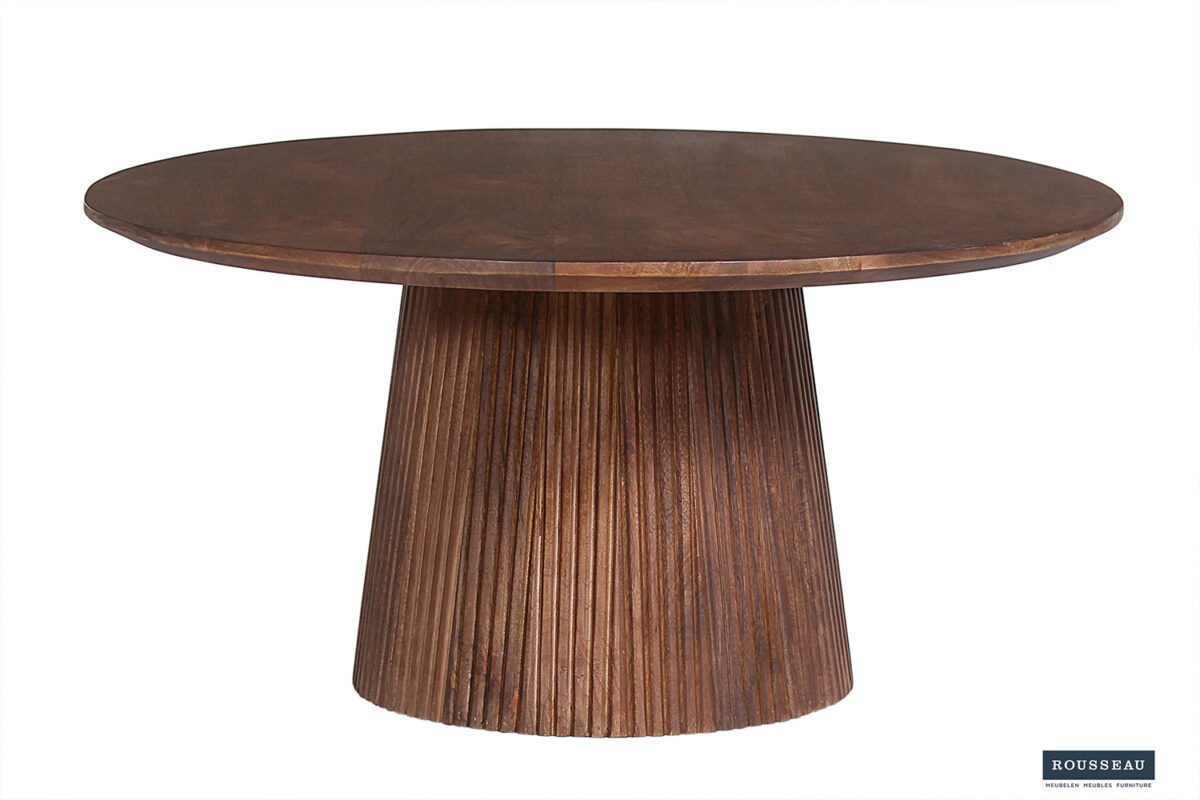 Salontafel Bilbao Rond 80 cm lichtbruin mangohout Japandi – foto 4