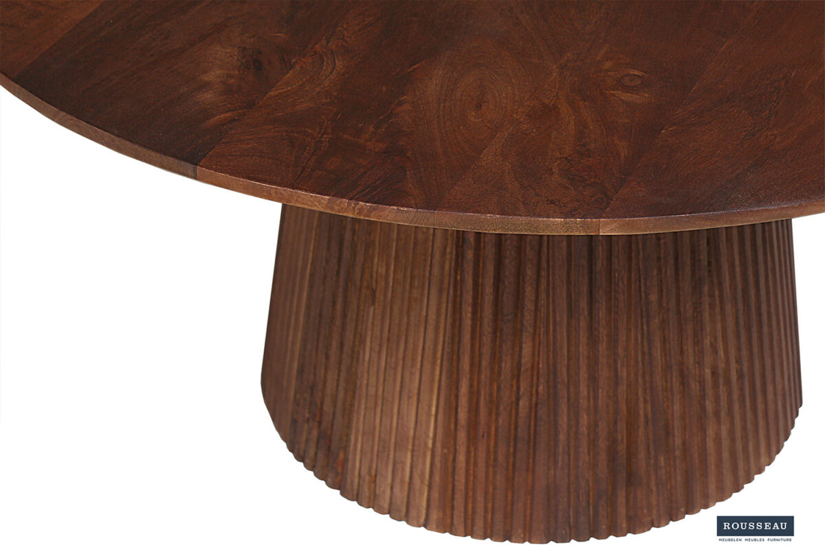 Salontafel Bilbao Rond 80 cm lichtbruin mangohout Japandi – foto 5