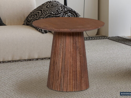 Bijzettafel Bilbao Rond 50 cm lichtbruin mangohout Japandi