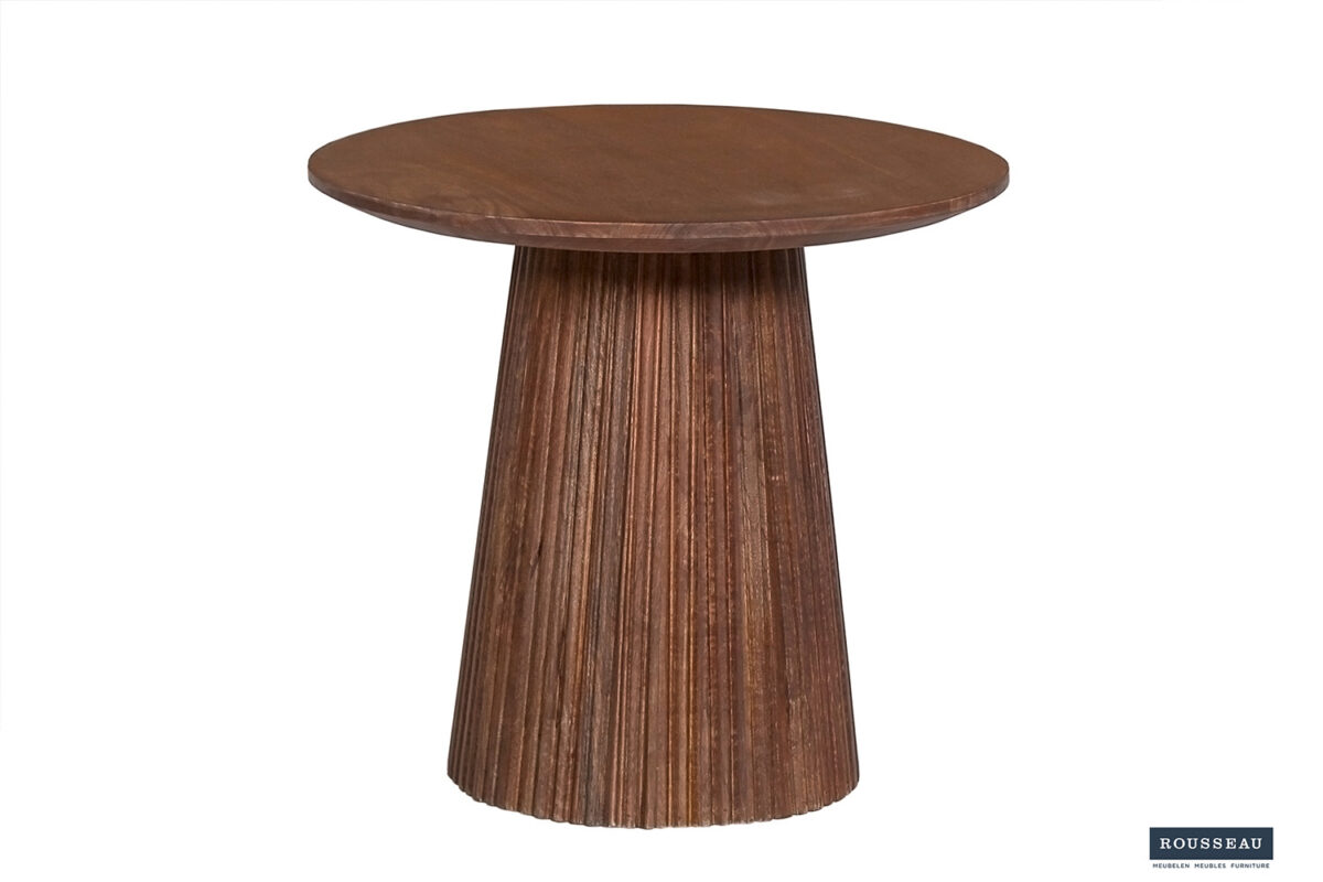Bijzettafel Bilbao Rond 50 cm lichtbruin mangohout Japandi – foto 4