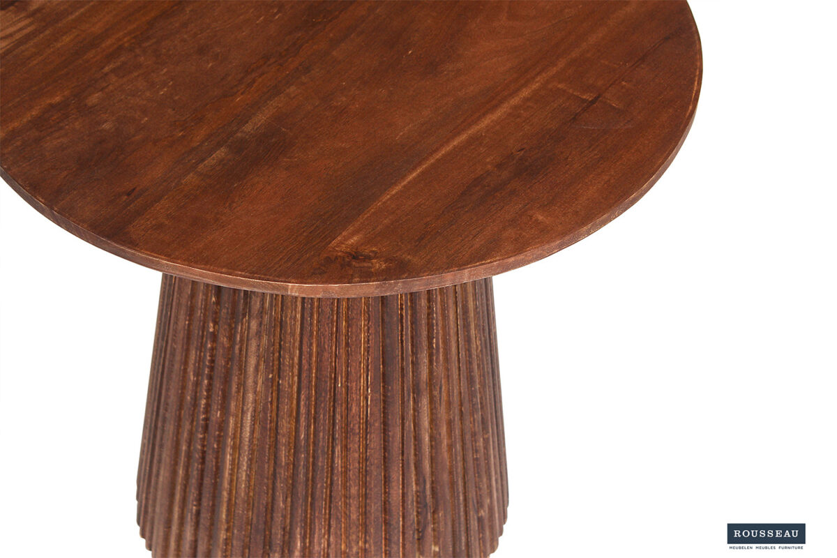 Bijzettafel Bilbao Rond 50 cm lichtbruin mangohout Japandi – foto 5