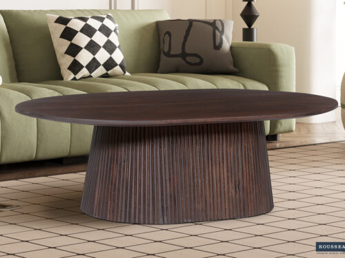 Salontafel Bilbao Ovaal 120 cm donkerbruin mangohout Japandi