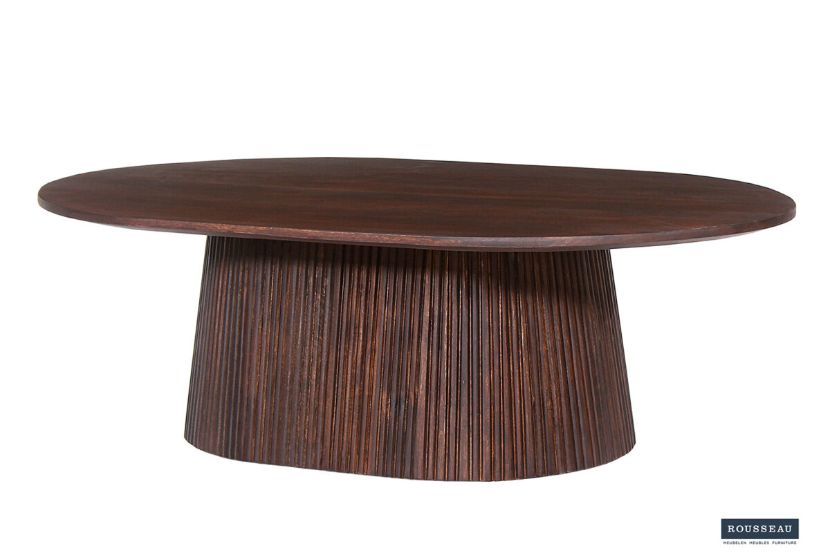 Salontafel Bilbao Ovaal 120 cm donkerbruin mangohout Japandi – foto 2