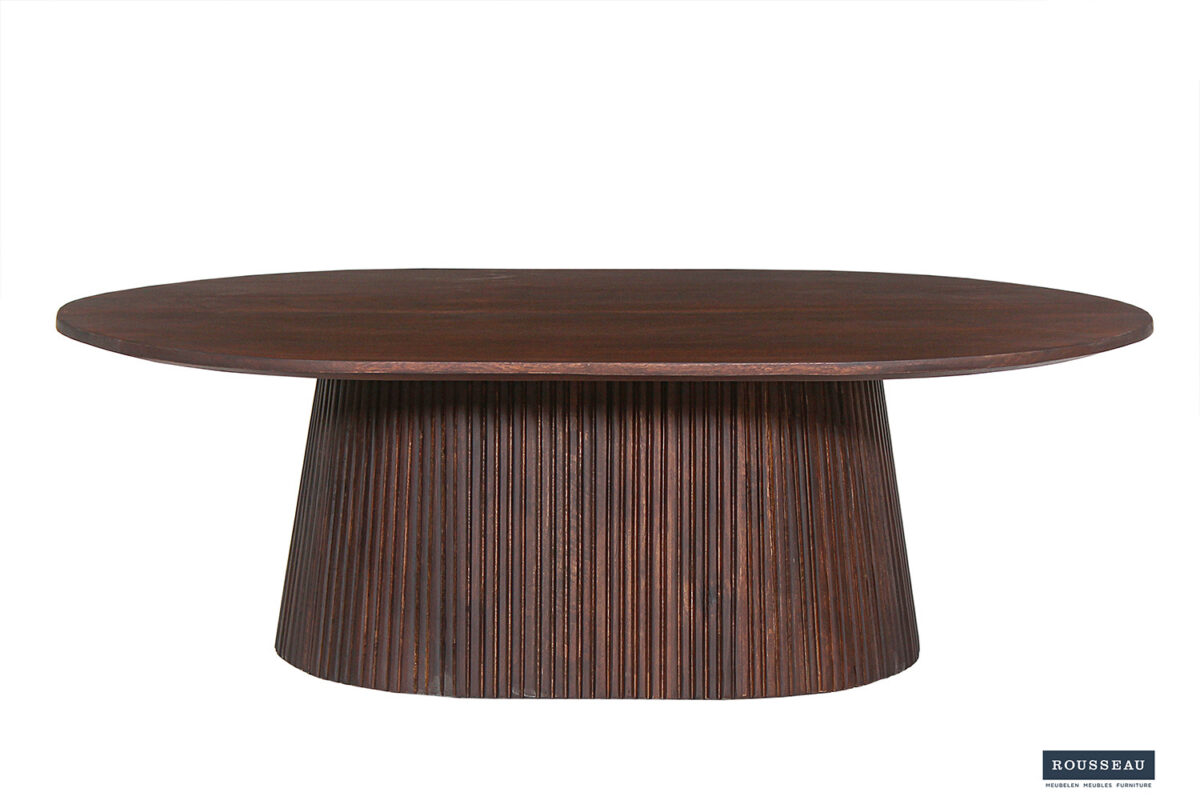 Salontafel Bilbao Ovaal 120 cm donkerbruin mangohout Japandi – foto 3